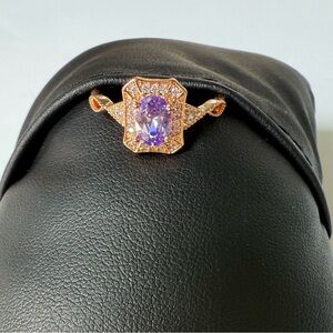 Pretty Bird Rose Gold Purple Gem Ring
